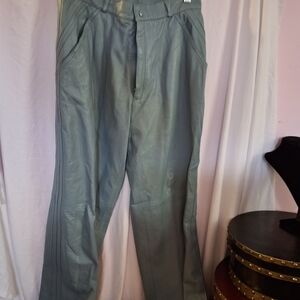 Suzelle Women Teal Leather Pants